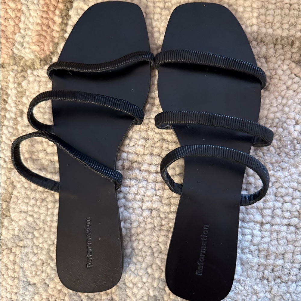 Reformation Black Strappy Sandals
